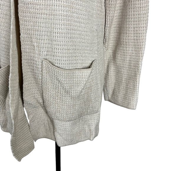Eileen Fisher women’s beige waffle knit long sleeve cardigan S - Picture 2 of 9